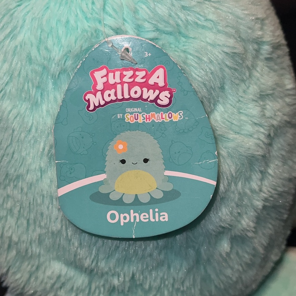 Squishmallows Ophelia The Octopus 12" Fuzzamallow Plush, FLOWER Green Belly RARE - Picture 9 of 14